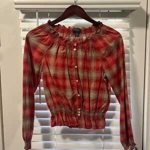Women’s Ralph Lauren Plaid Long Sleeve Blouse